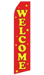 Red Welcome Econo Stock Flag - 16 Ft. econostock, feather, blade, swooper